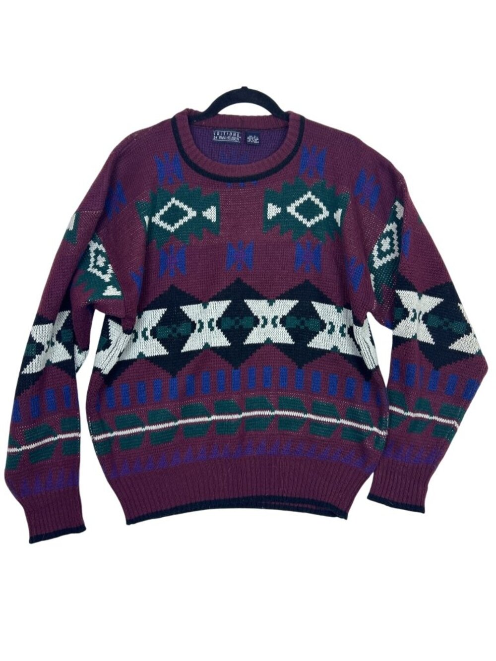 Vintage Editions by Van Heusen Men's L Southwestern Sweater Geometric Aztec Knit